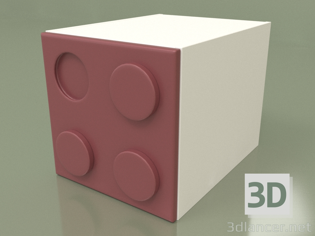 3D modeli Çocuk gardırop küpü (Bordo) - önizleme