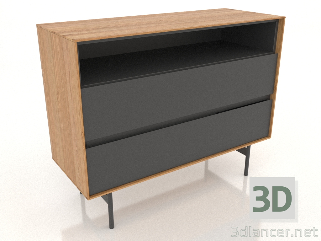 3D Modell Kommode OFFEN 1000x400 mm (Eiche natur) - Vorschau