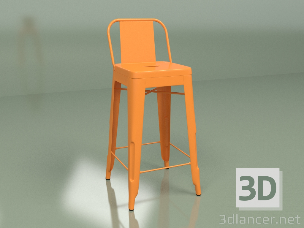 modello 3D Sgabello da bar Marais Colour con schienale (arancione) - anteprima