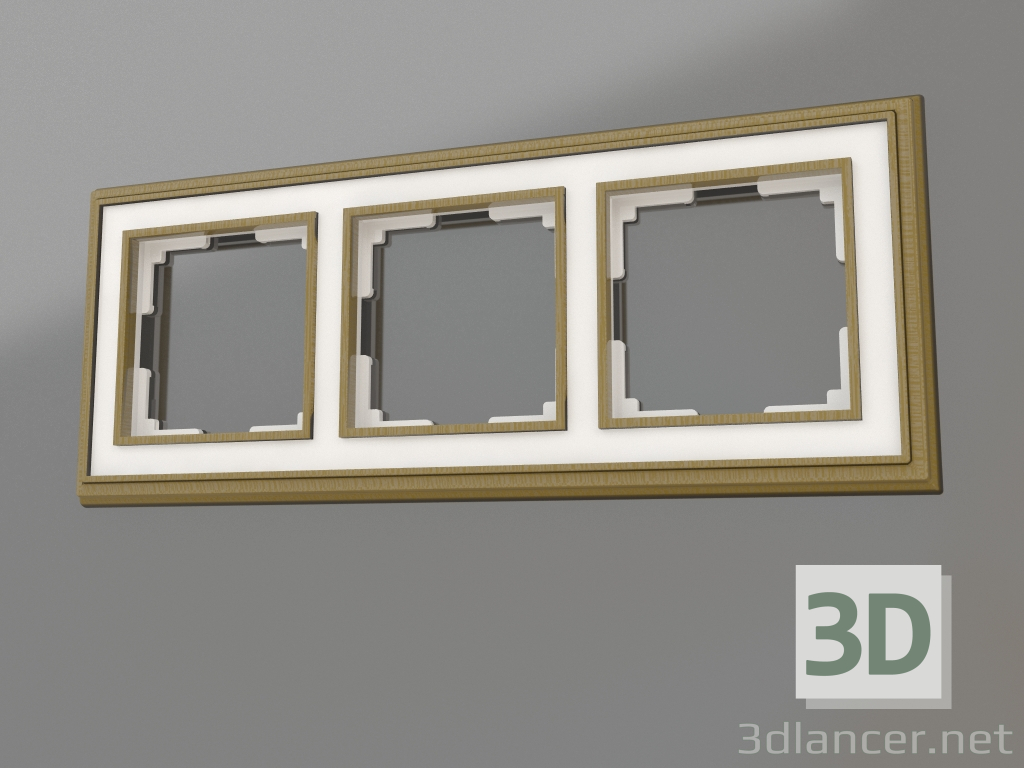 3d model Marco para 3 postes Palacio (bronce-blanco) - vista previa