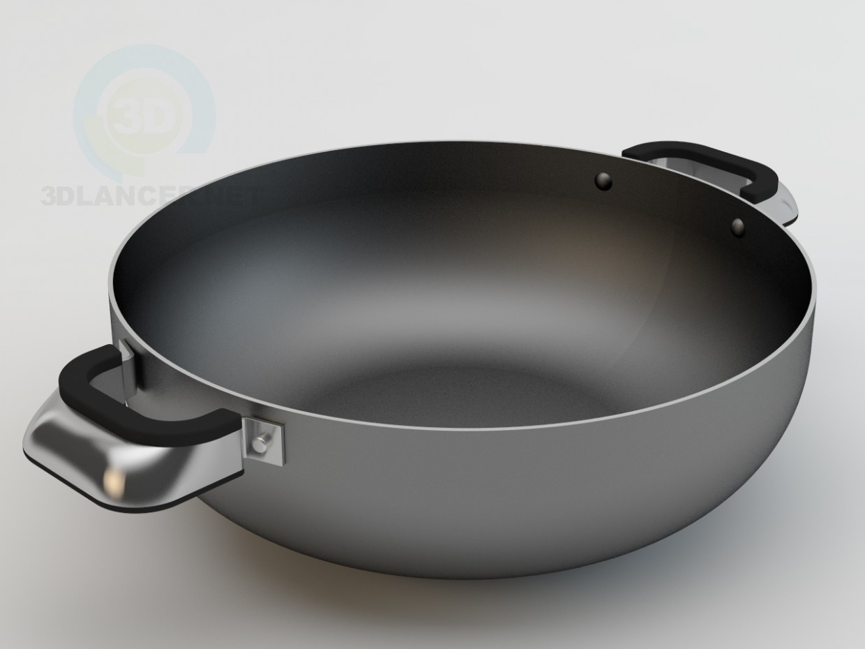 3d model Fry Pan with two handles - preview