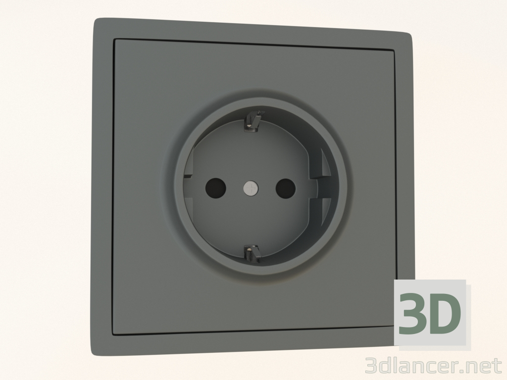 3D Modell Steckdose mit Erdung und Shuttern Schuko (16A, 250V, auf Schrauben, Stahl, DA22037) R98 - Vorschau