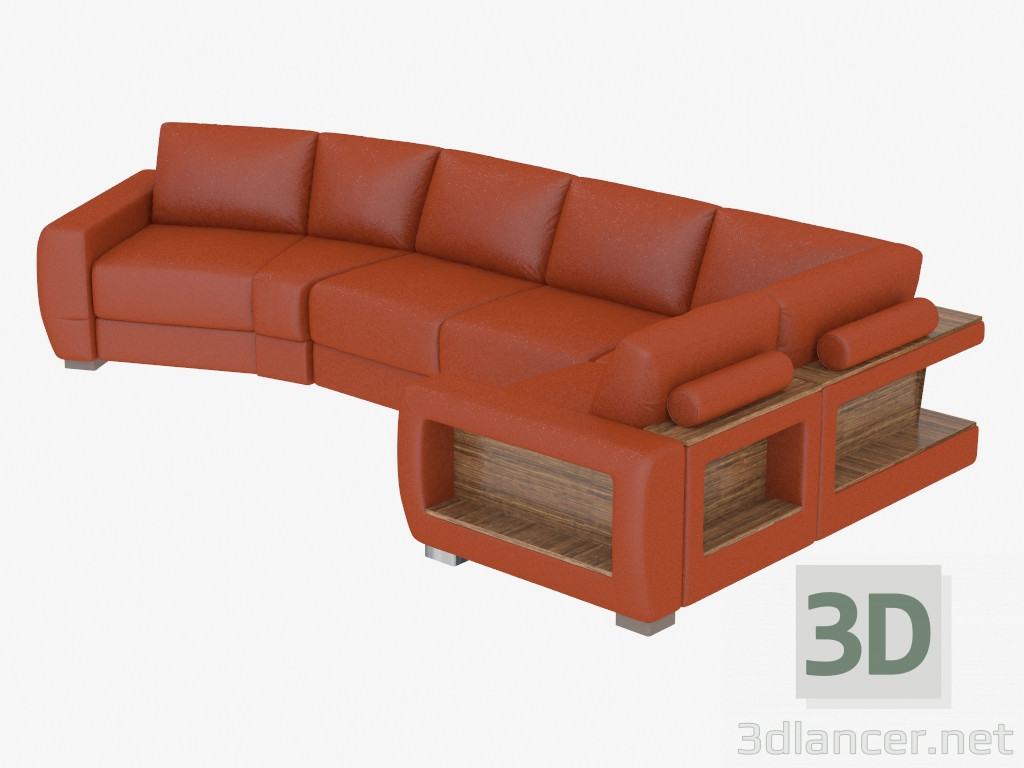 3d model Sofá de esquina con estantes - vista previa