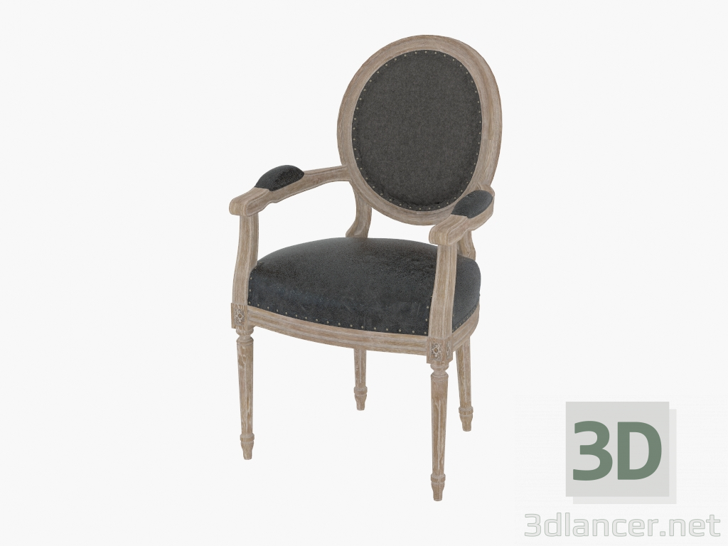 3d модель Стілець обідній з підлокітниками FRENCH VINTAGE LOUIS SLATE ROUND ARMCHAIR (8827.1105) – превью