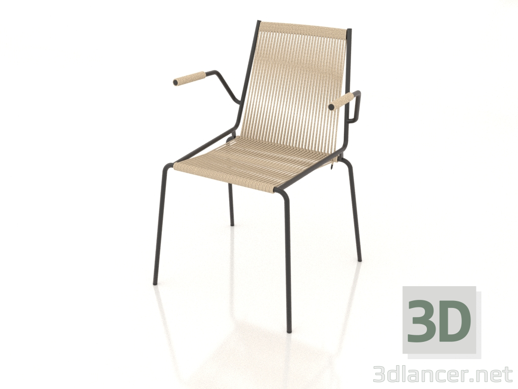 modello 3D Sedia con braccioli Noel (base nera, Nature Flag Halyard) - anteprima