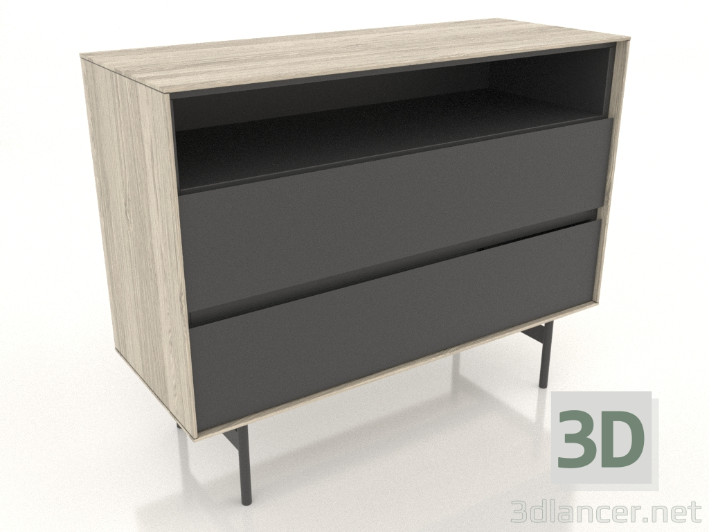 3D Modell Kommode OPEN 1000x400 mm (beleuchtete Eiche) - Vorschau