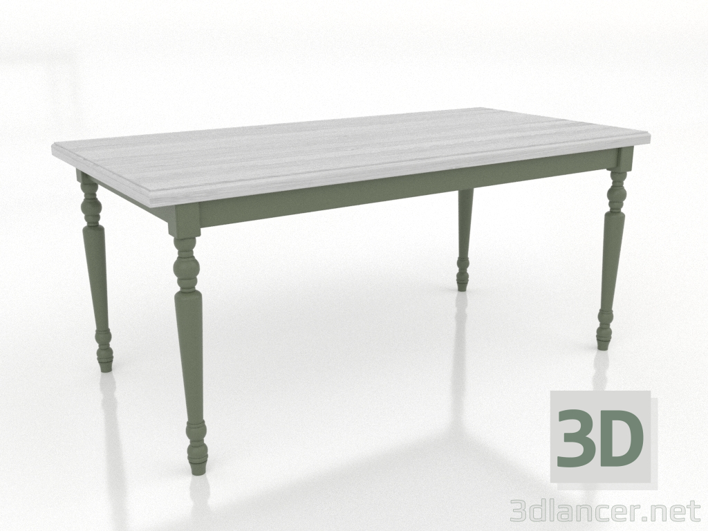 3D Modell Esstisch 1600x800 mm (grün, weiß RAL 9010) - Vorschau 3D Modell Esstisch 1600x800 mm (grün, weiß RAL 9010) - Vorschau