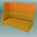 3D Modell Doppelsofa mit Armlehne rechts, mit einem Bildschirm (2RW) - Vorschau