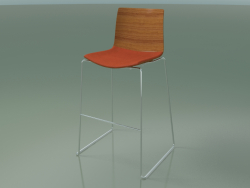 Barhocker 0305 (auf einem Schlitten, mit einem Kissen auf dem Sitz, Teak-Effekt)