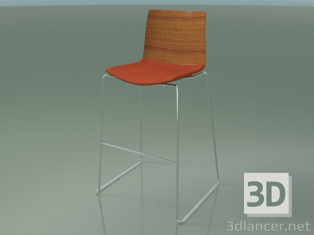 Modelo 3d Banqueta de bar 0305 (em um trenó, com um travesseiro no assento, efeito teca) - preview