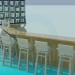 modèle 3D Comptoir avec chaises - preview