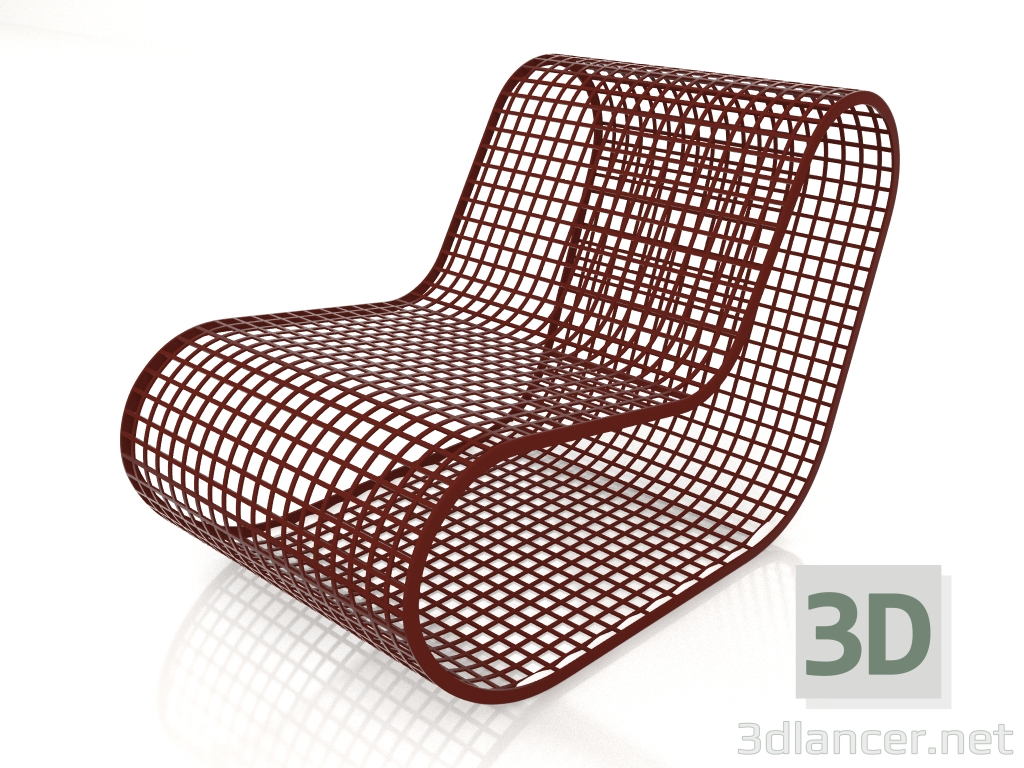 modèle 3D Fauteuil club sans corde (Rouge vin) - preview