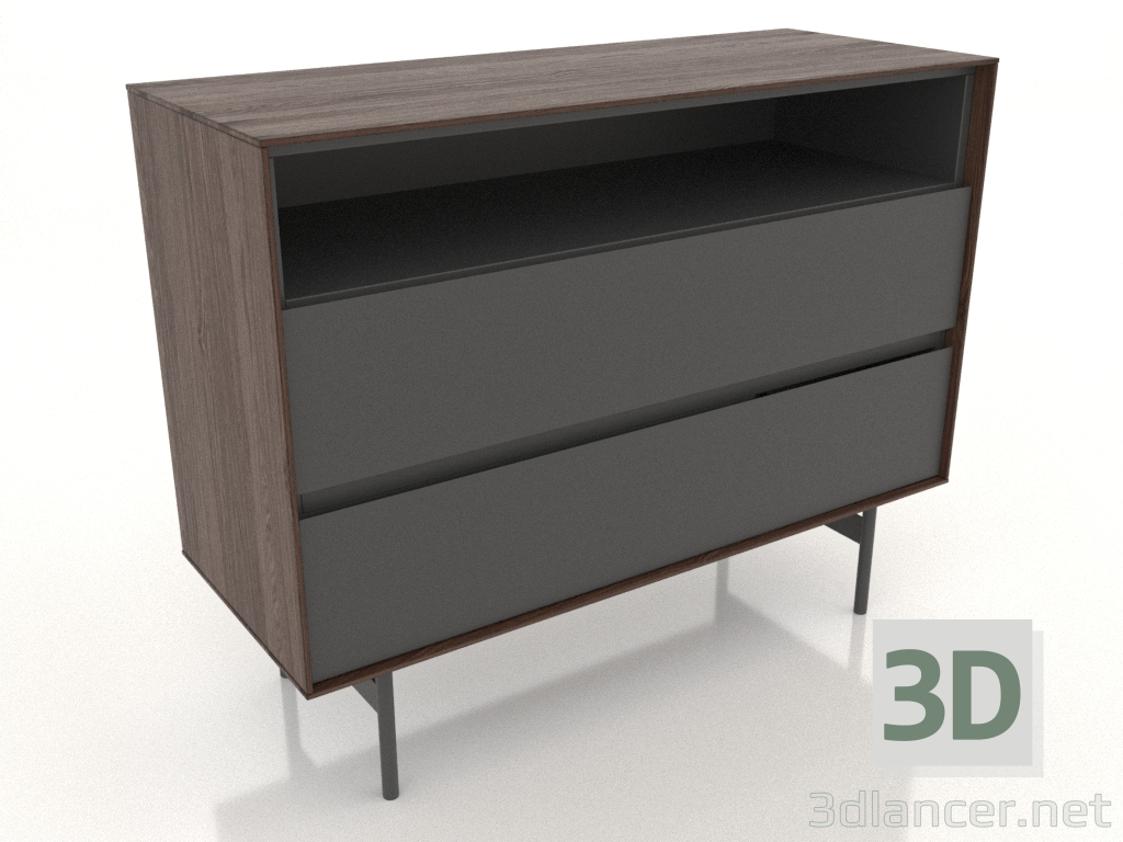 3D modeli Çekmeceli dolap AÇIK 1000x400 mm (koyu ceviz) - önizleme