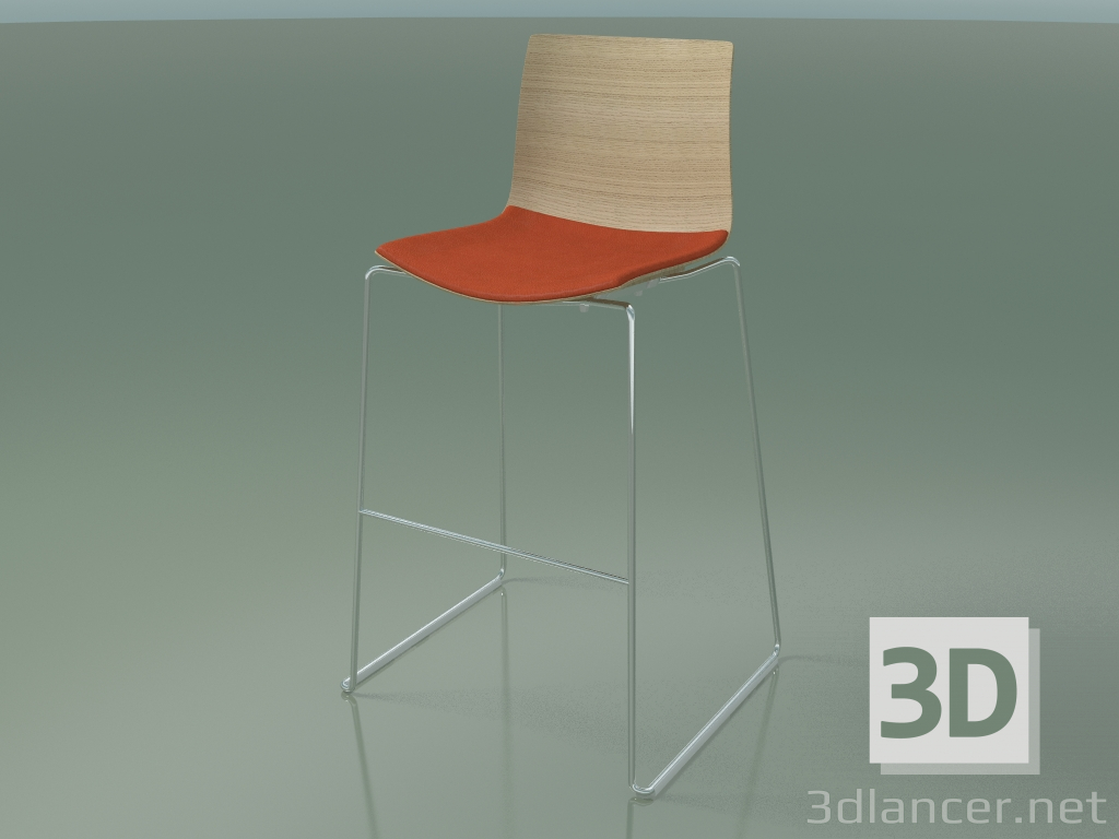 Modelo 3d Banqueta de bar 0305 (em um trenó, com um travesseiro no assento, em carvalho branqueado) - preview