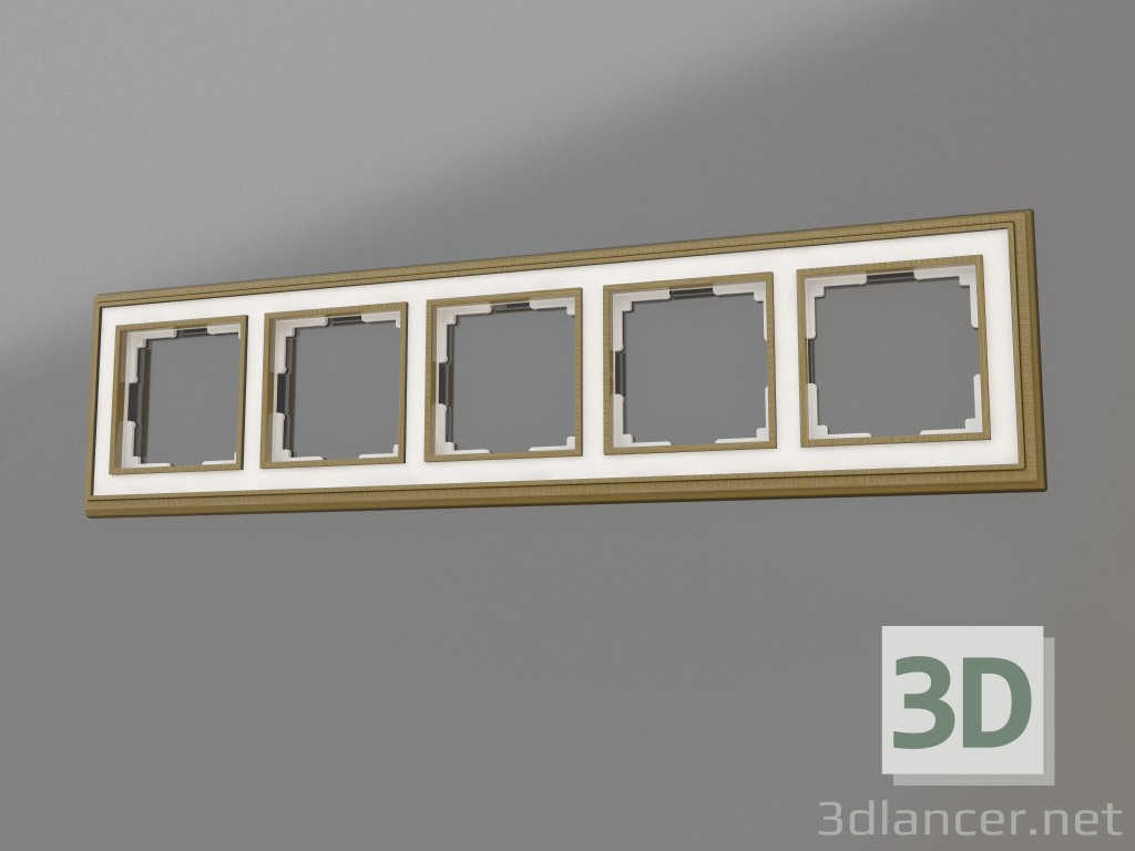 3d model Marco para 5 postes Palacio (bronce-blanco) - vista previa