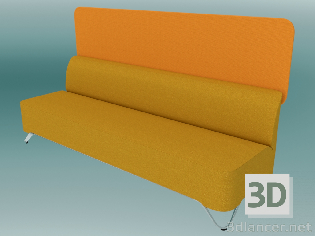 3d model Sofá triple sin reposabrazos, con pantalla (3BW) - vista previa