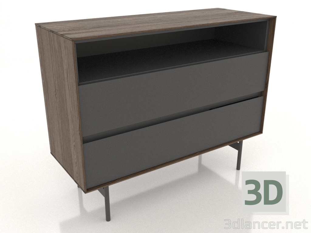 3D modeli Çekmeceli dolap AÇIK 1000x400 mm (dişbudak ceviz) - önizleme