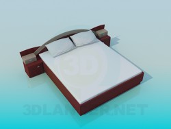 Bed with bedside tables