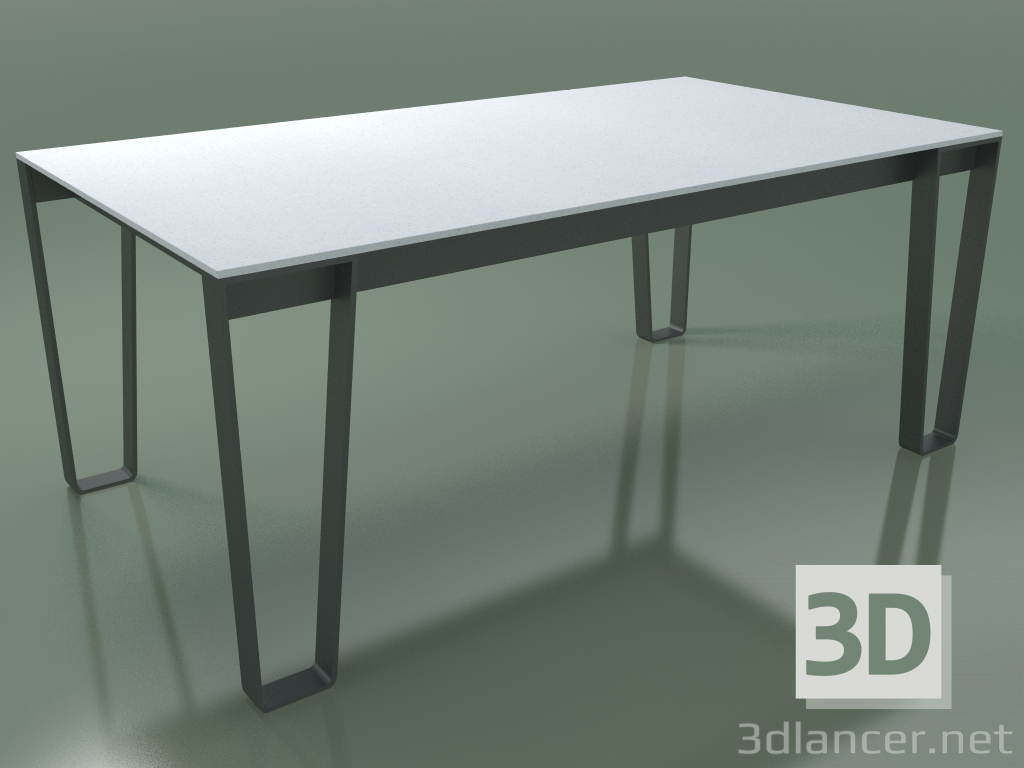 3d model Mesa de comedor exterior InOut (938, aluminio lacado gris, listones de piedra de lava esmaltada blan - vista previa