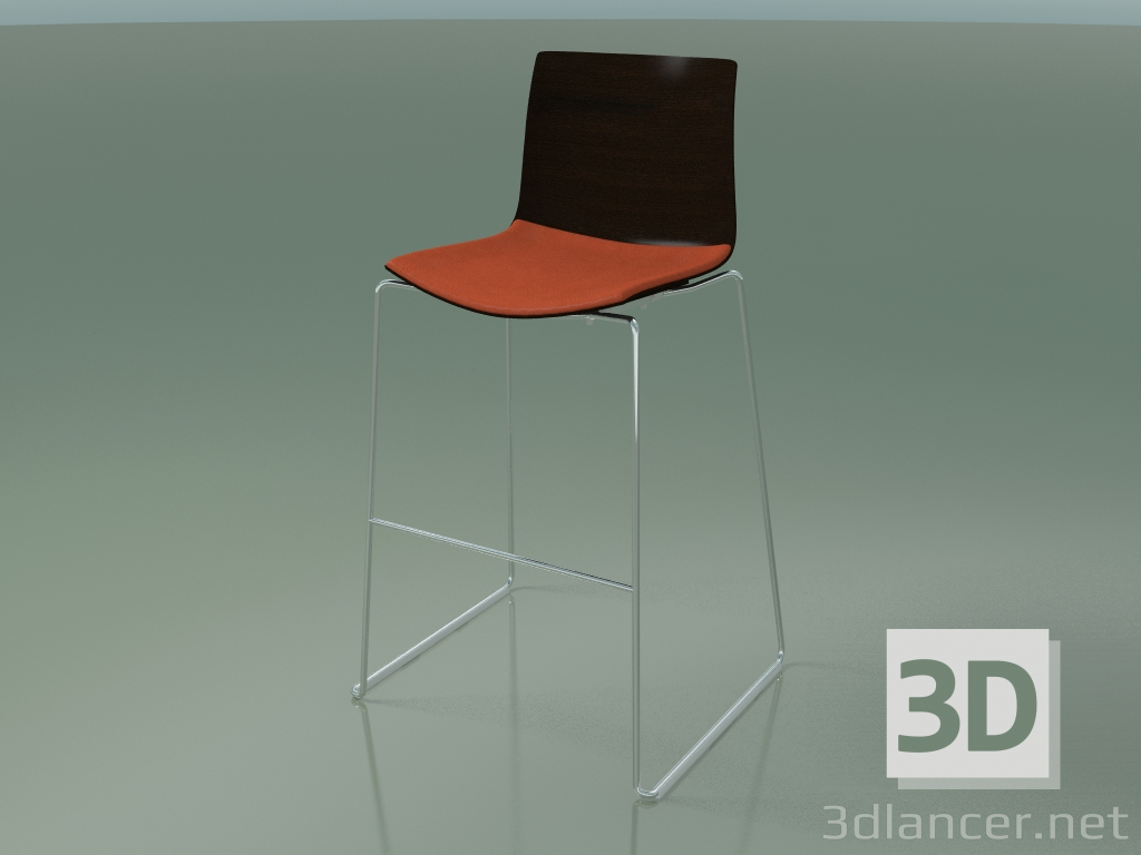 modèle 3D Chaise de bar 0305 (sur un traîneau, avec un oreiller sur le siège, wengé) - preview