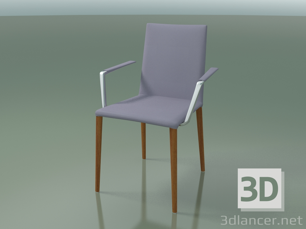 3d model Silla 1709BR (H 85 cm, apilable, con reposabrazos, con tapicería de cuero, efecto teca L23) - vista previa