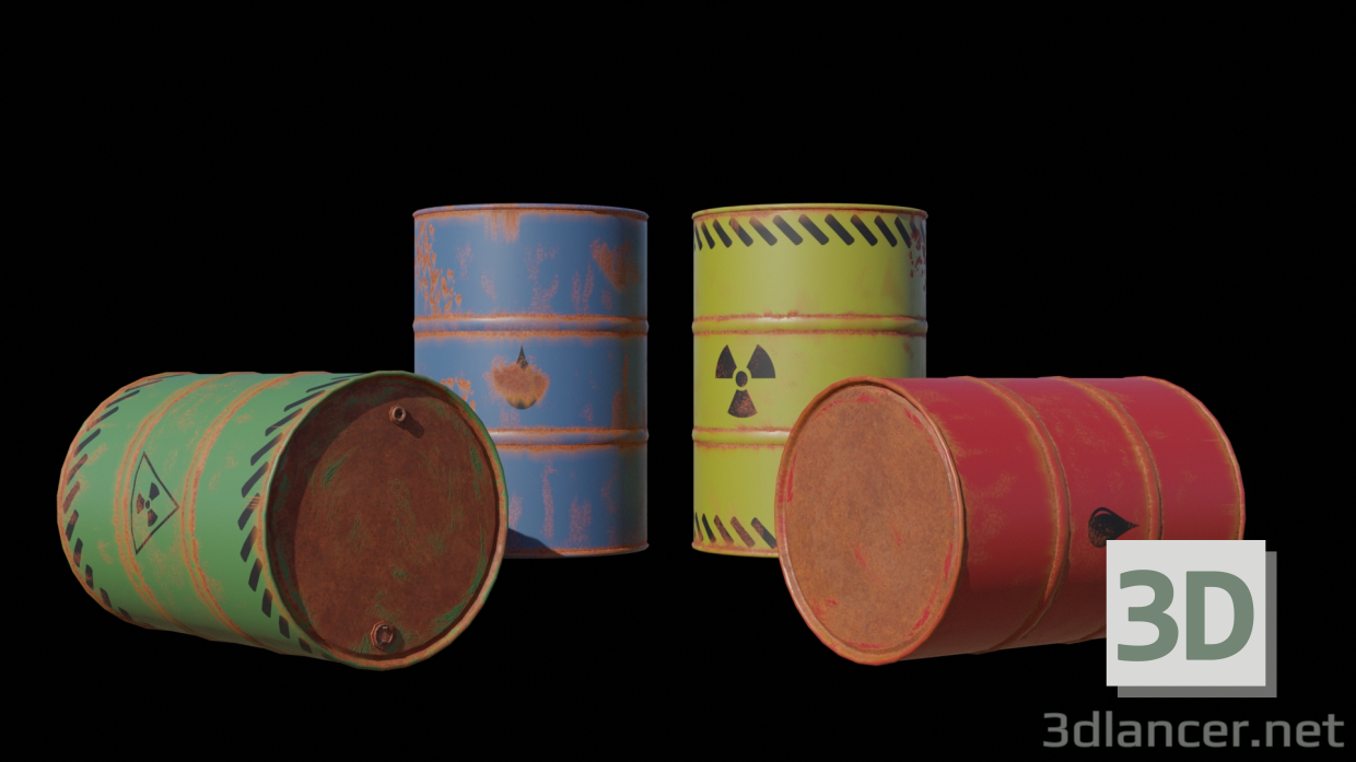 3d Pack of barrels v1_Rust part 2 model buy - render