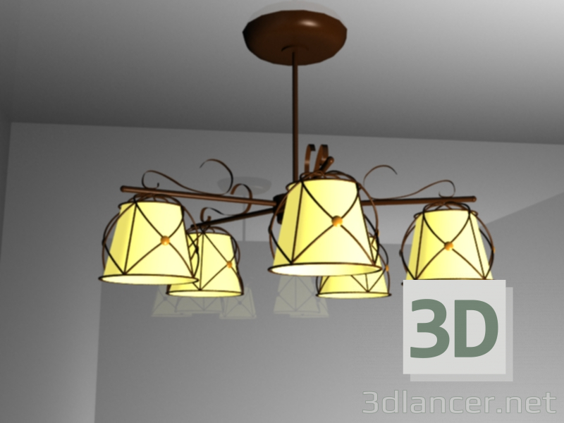 Modelo 3d lustre 5 luzes - preview