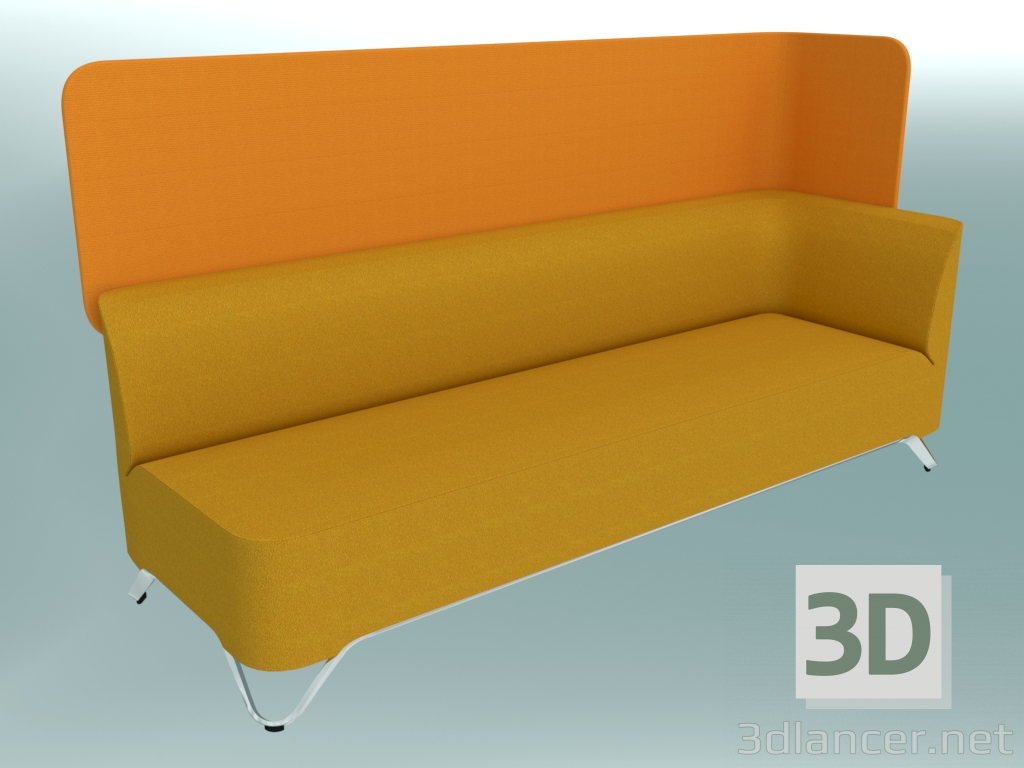 3d model Sofá triple con reposabrazos a la izquierda, con pantalla (3LW) - vista previa