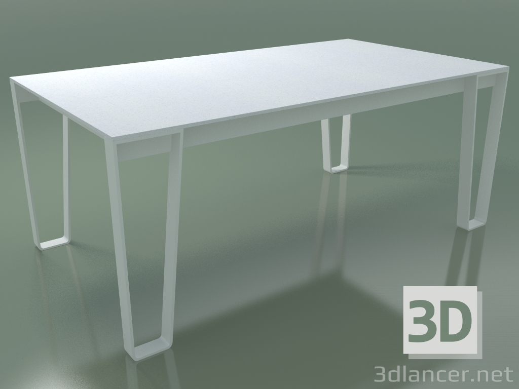 3d model Mesa de comedor exterior InOut (938, aluminio lacado blanco, listones de piedra de lava esmaltada bl - vista previa