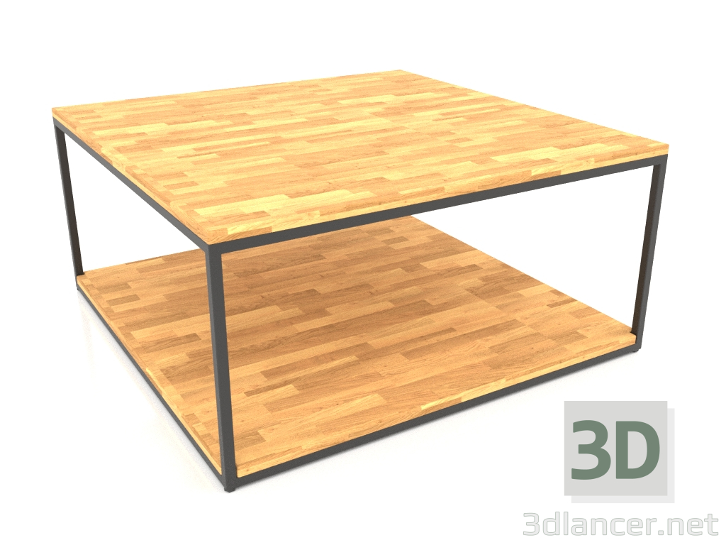 modello 3D Tavolino quadrato a due livelli (PAVIMENTO LEGNO, 100X100X50) - anteprima