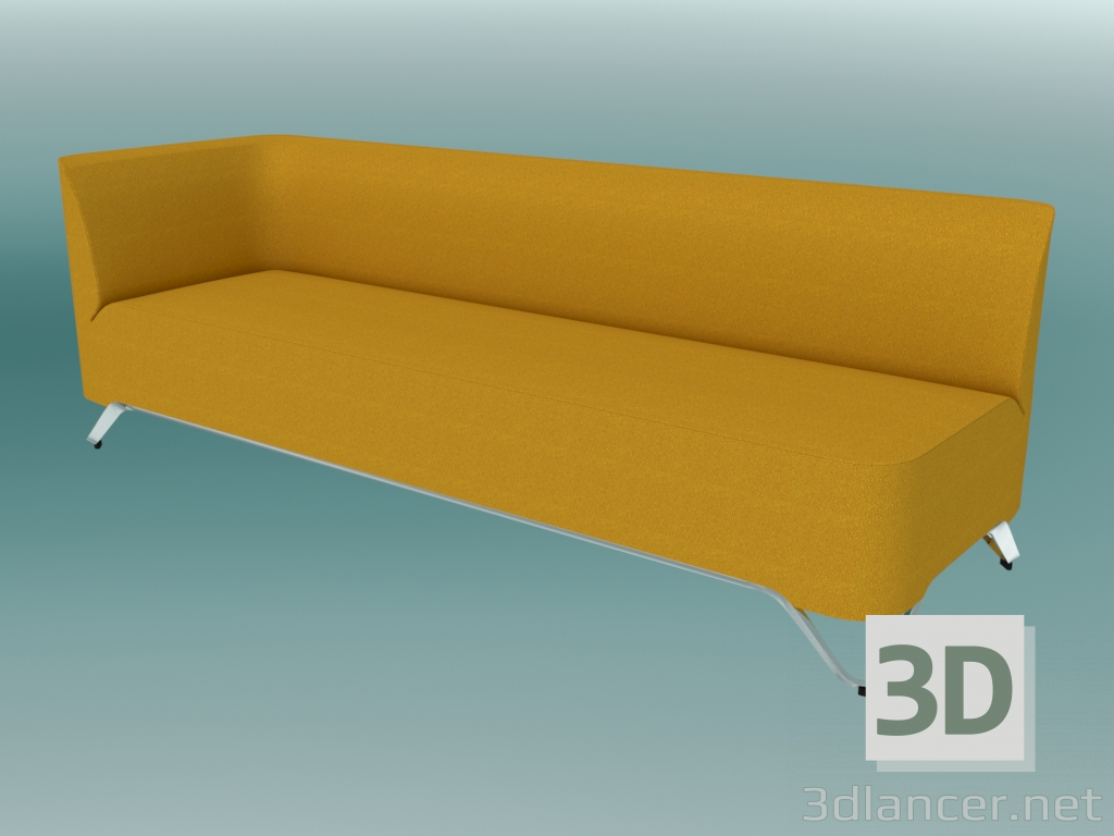 3d model Sofá triple con reposabrazos a la derecha (3R) - vista previa