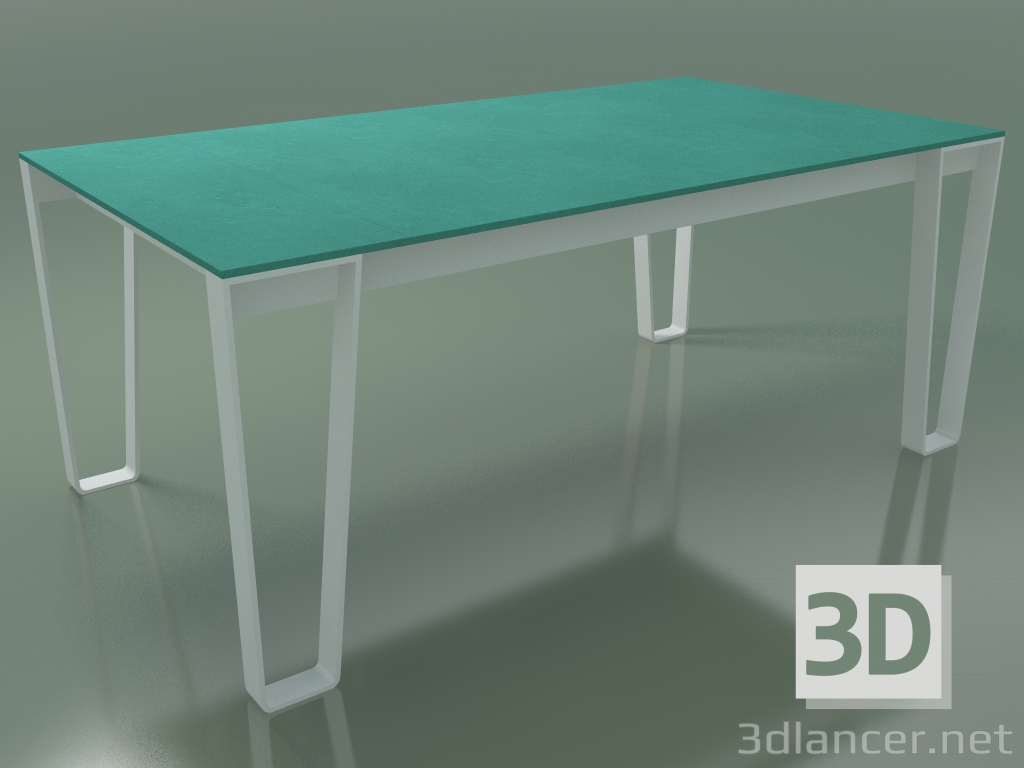 modèle 3D Table à manger d'extérieur InOut (938, aluminium laqué blanc, lattes en pierre de lave émaillée turq - preview