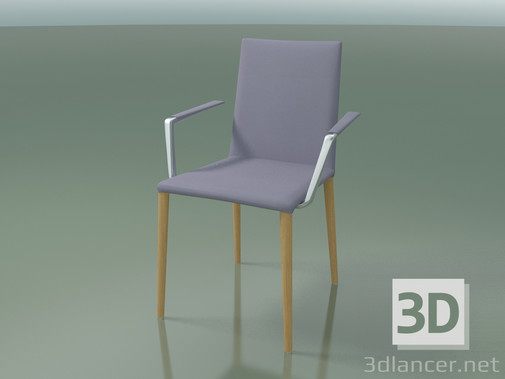 3d model Silla 1709BR (H 85 cm, apilable, con reposabrazos, con tapicería de cuero, roble natural L22) - vista previa