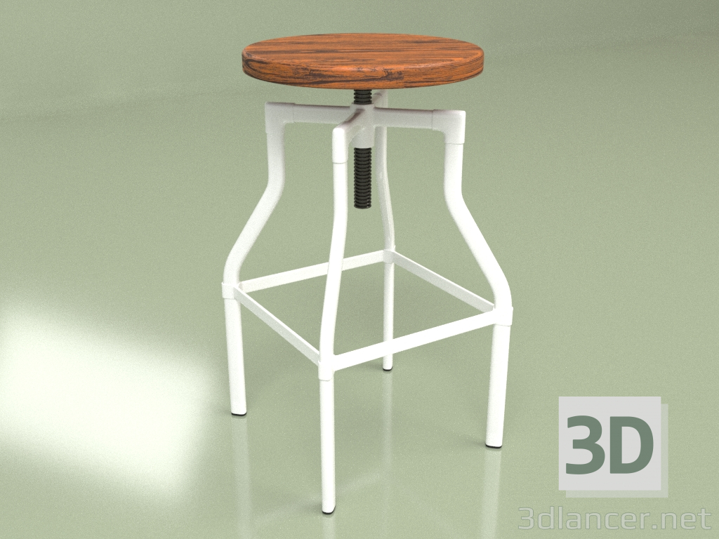 3d model Bar stool Machinist (white, solid willow) - preview