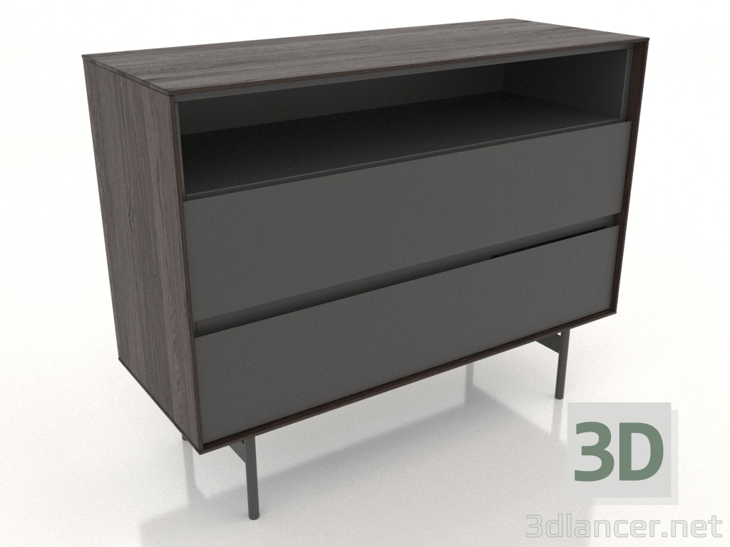 3d model Chest of drawers OPEN 1000x400 mm (ash walnut) - preview