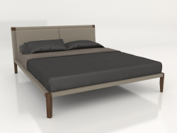 Bed with slats, walnut veneer F finish, PU78 eco-leather (193x226x95 cm)