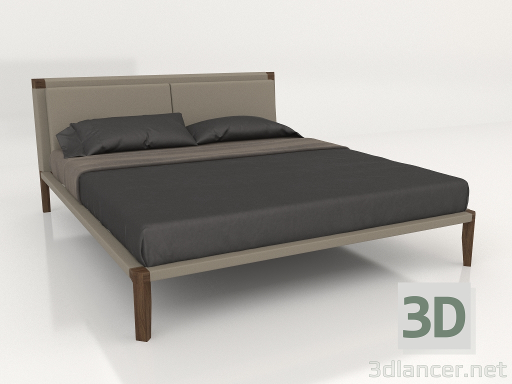 3d model Bed with slats, walnut veneer F finish, PU78 eco-leather (193x226x95 cm) - preview