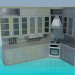 Modelo 3d Cozinha pintada com a cor do metal - preview