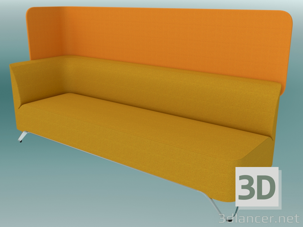 3d model Triple sofa with armrest on the right, with screen (3RW) - preview