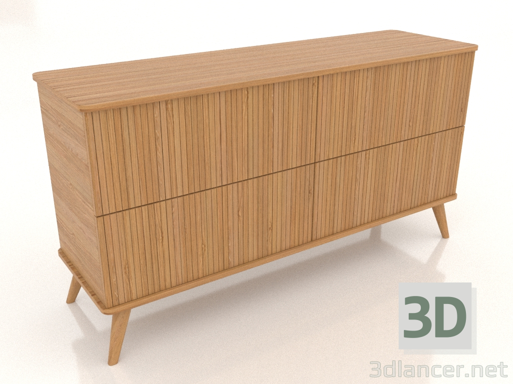 3D Modell Kommode 1 1500x400x800 mm (Eiche natur) - Vorschau