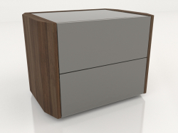 Mesa de cabeceira, folheado a nogueira F, laca brilhante cinza 8C (55x40,5x42 cm)