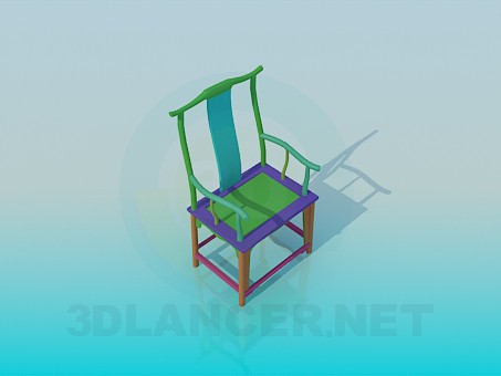 3d model Silla de madera colorida - vista previa