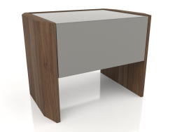 Mesa de cabeceira, folheada a nogueira F, laca cinza brilhante (55x40,5x42 cm)