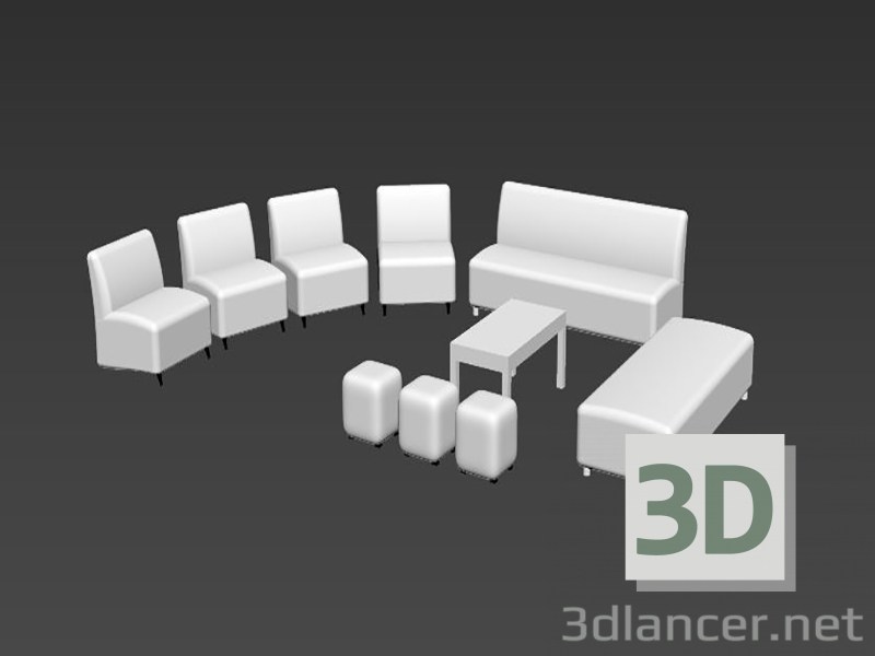 Modelo 3d quarto branco - preview