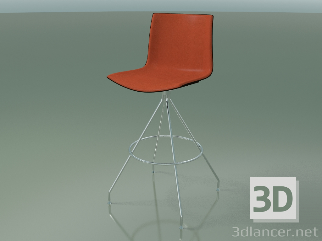 3d model Silla de bar 0497 (con tapizado frontal, wengué) - vista previa