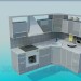 Modelo 3d Uma cozinha pequena - preview