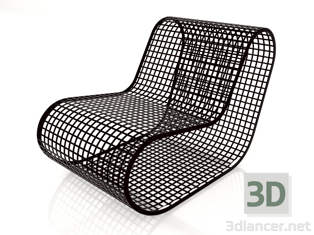 3d model Sillón club sin cuerda (Negro) - vista previa