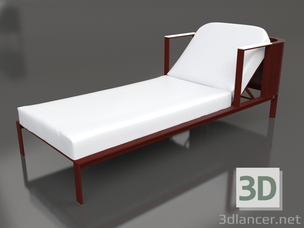 3d model Chaise longue con reposacabezas elevado (Rojo vino) - vista previa