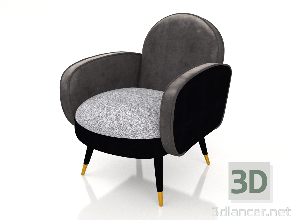 3d model Sillón Sam (Negro Gris) - vista previa