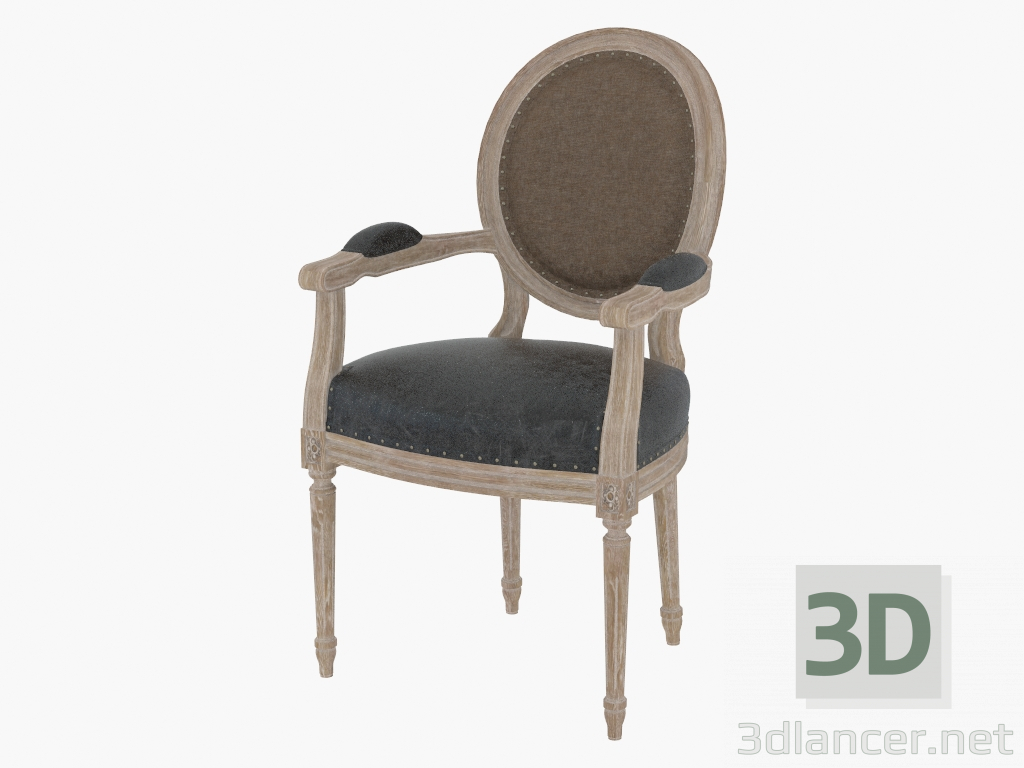 3d модель Стілець обідній з підлокітниками FRENCH VINTAGE LOUIS GLOVE ROUND ARMCHAIR (8827.1106) – превью